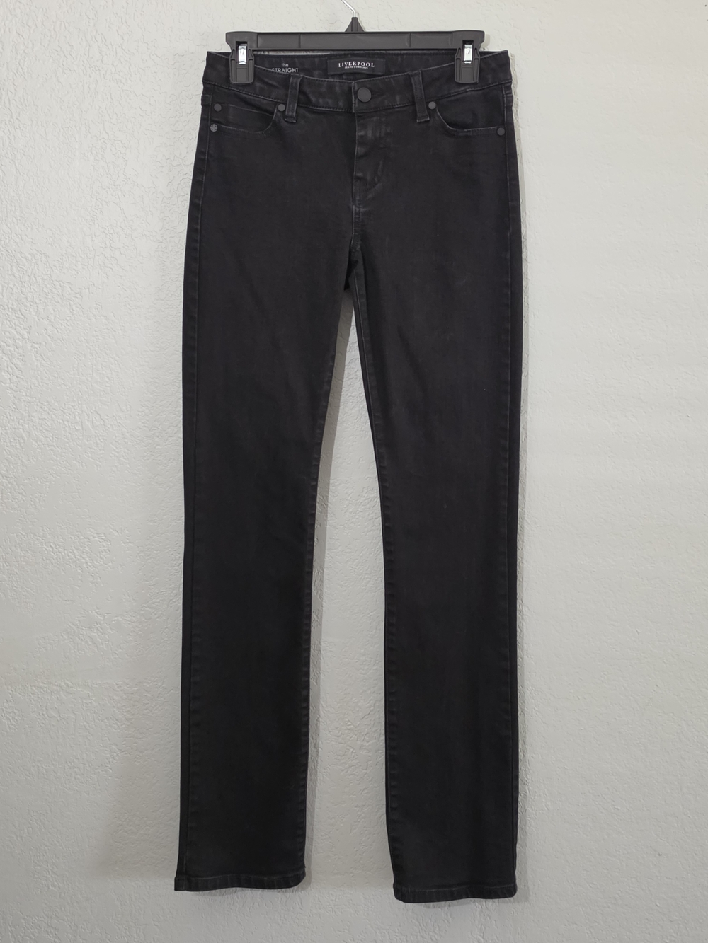 Liverpool The Straight Black Jeans Low Rise Denim Straight Leg Womens Size 4